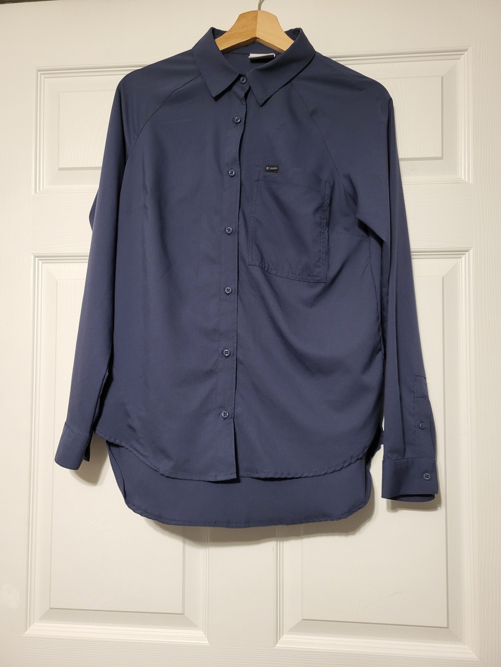 Columbia Women's Anytime Lite Long Sleeve Shirt Dark Blue Nocturnal Size S Small